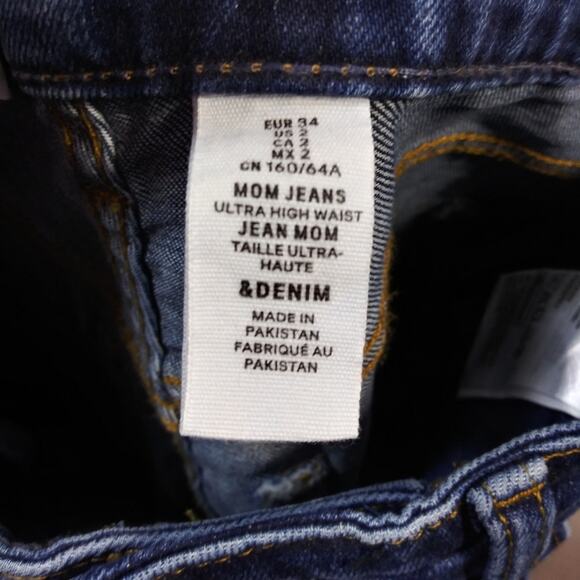& Denim By H&M Blue Mom Jeans Ultra High Waist Loose Fit Size 2 - Picture 6 of 8